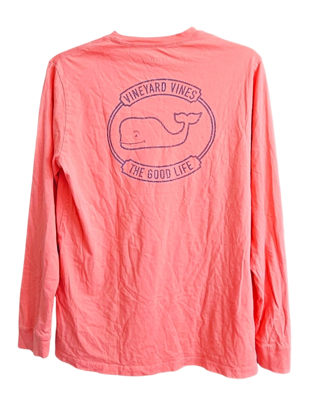 Boy's Vineyard Vines Long Sleeve Cotton The Good Life Graphic Pocket Tee Size XL